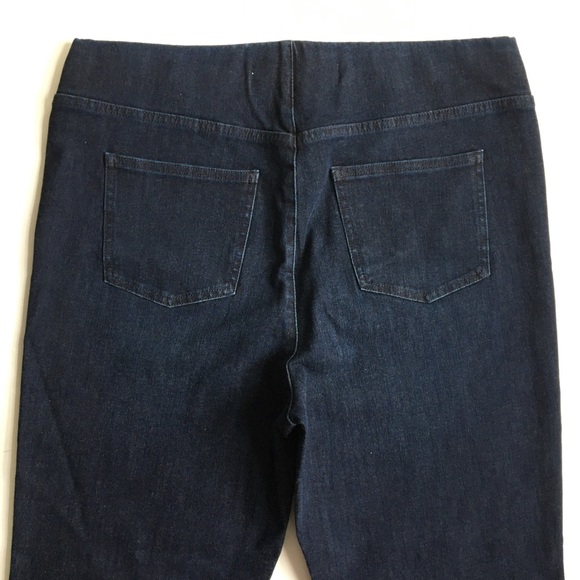 Soft Surroundings The Ultimate Pull-On Bootcut Dark Wash Blue Denim Jeans Large - Picture 3 of 16